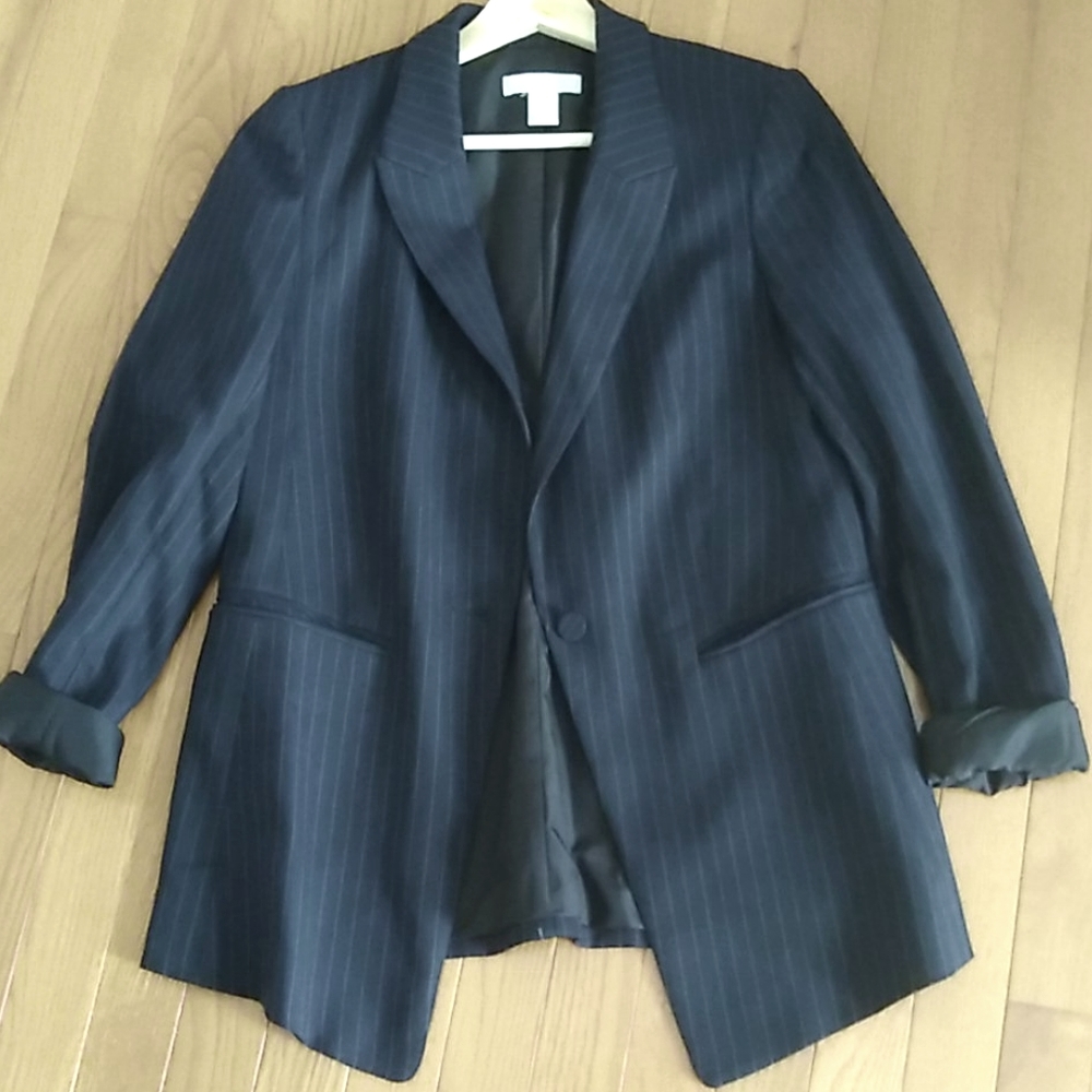 H&m stripped navy blazer jacket size 4
